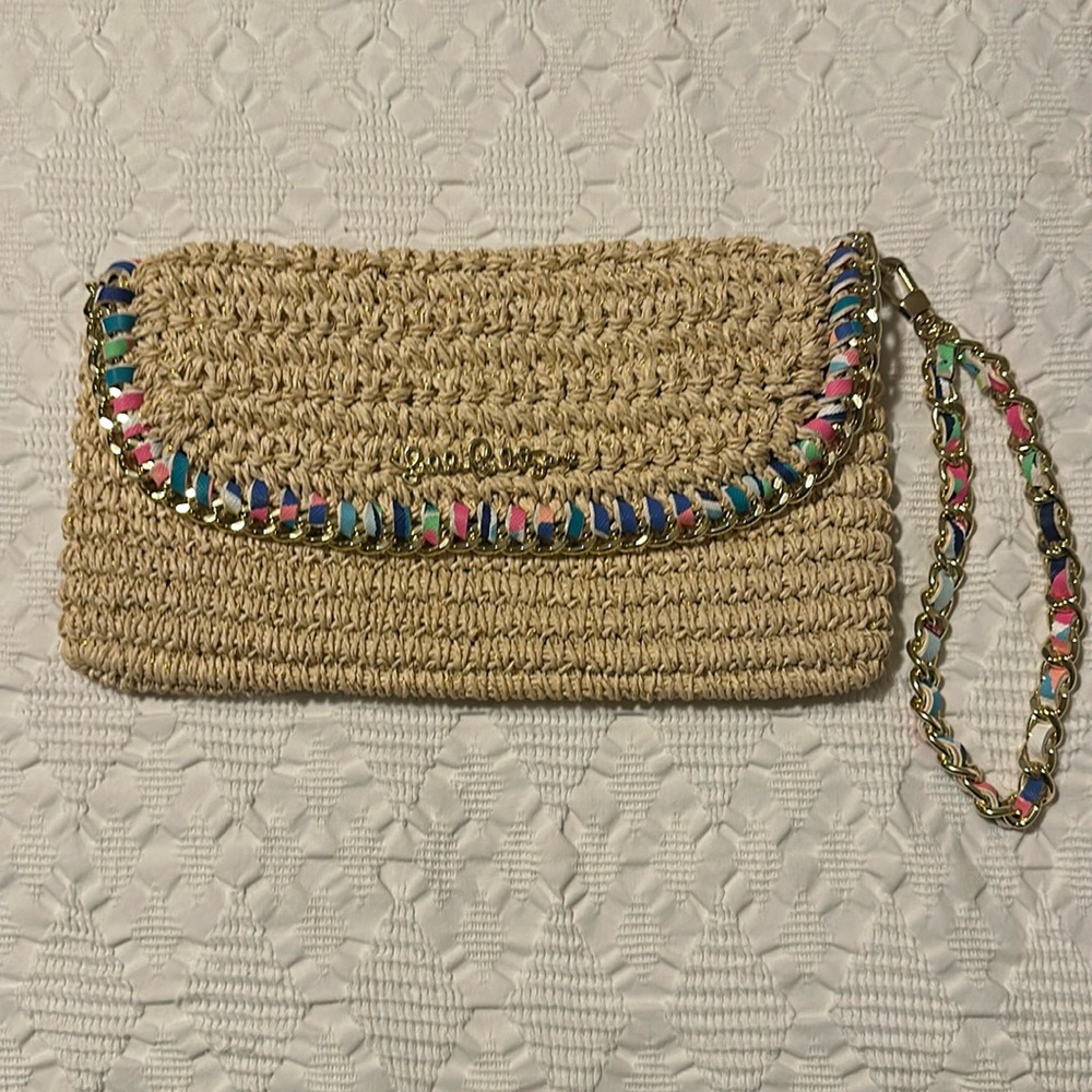 Lilly Pulitzer Paper Straw Clutch With Removable Wristlet